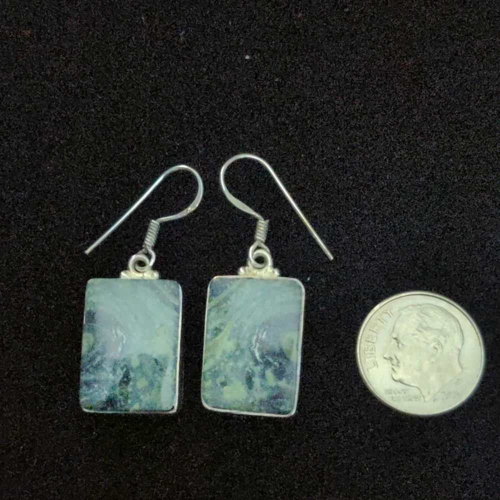 New Green Kabamba Gemstone Earrings, Silver, Drop Dangle, Shepherd Hooks, Boxed - Picture 2 of 4